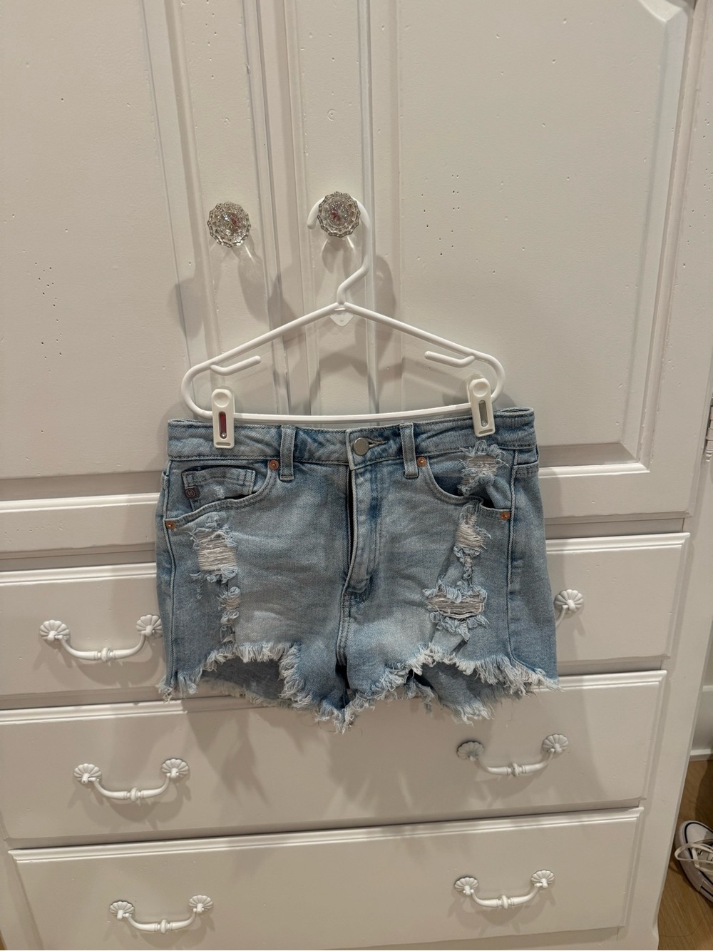 Just USA Light Blue Distressed Denim Cutoff Shorts